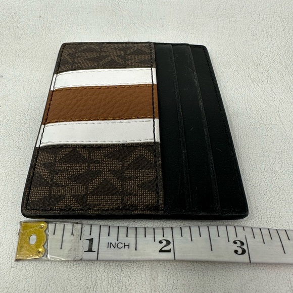 Michael Kors Hudson Logo Stripe Leather Card Case, Men's Size OS - Brown - Picture 5 of 5